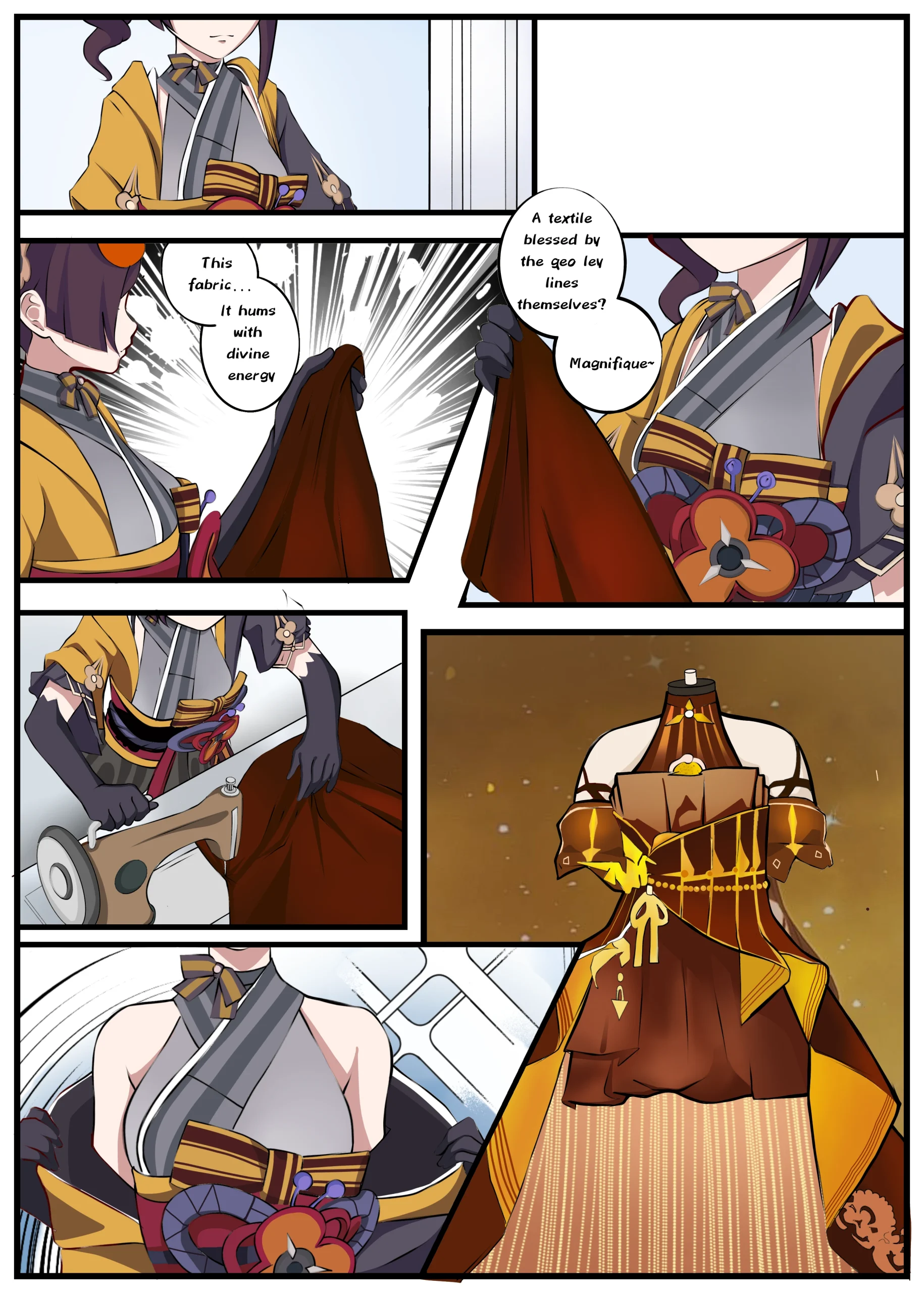Chiori Genshin Impact fan comic two-page fashion and fantasy artwork