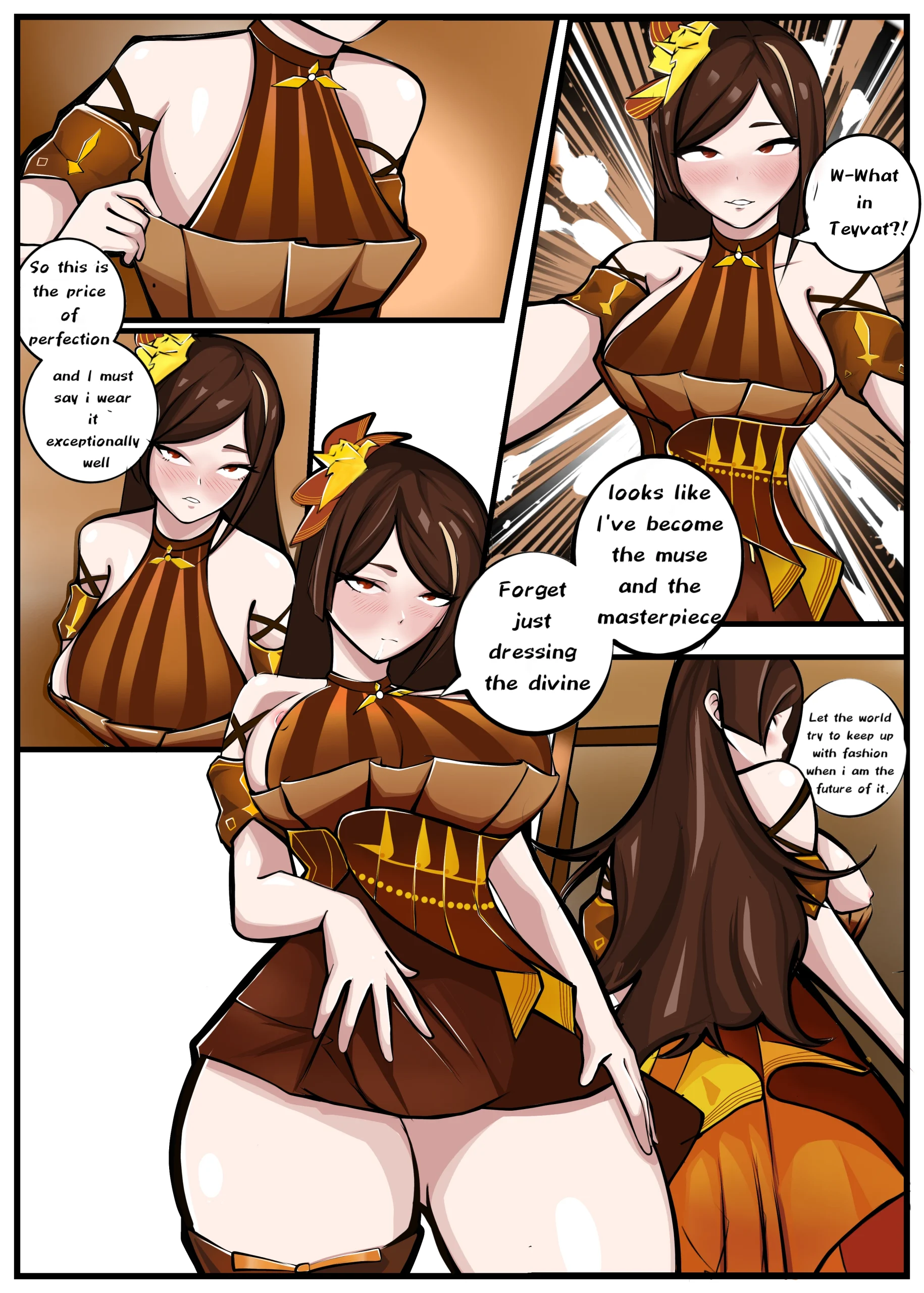 Chiori Genshin Impact fan comic two-page fashion and fantasy artwork